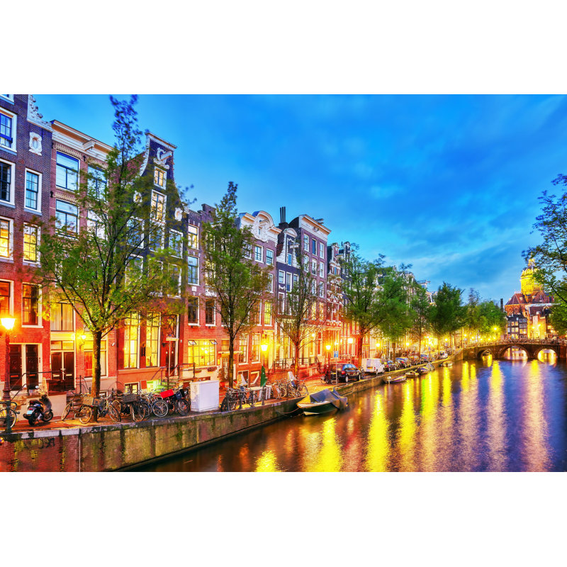 Brytanni Canal View In Amsterdam - Photographie sur toile tendue, H 8 po x l 12 po