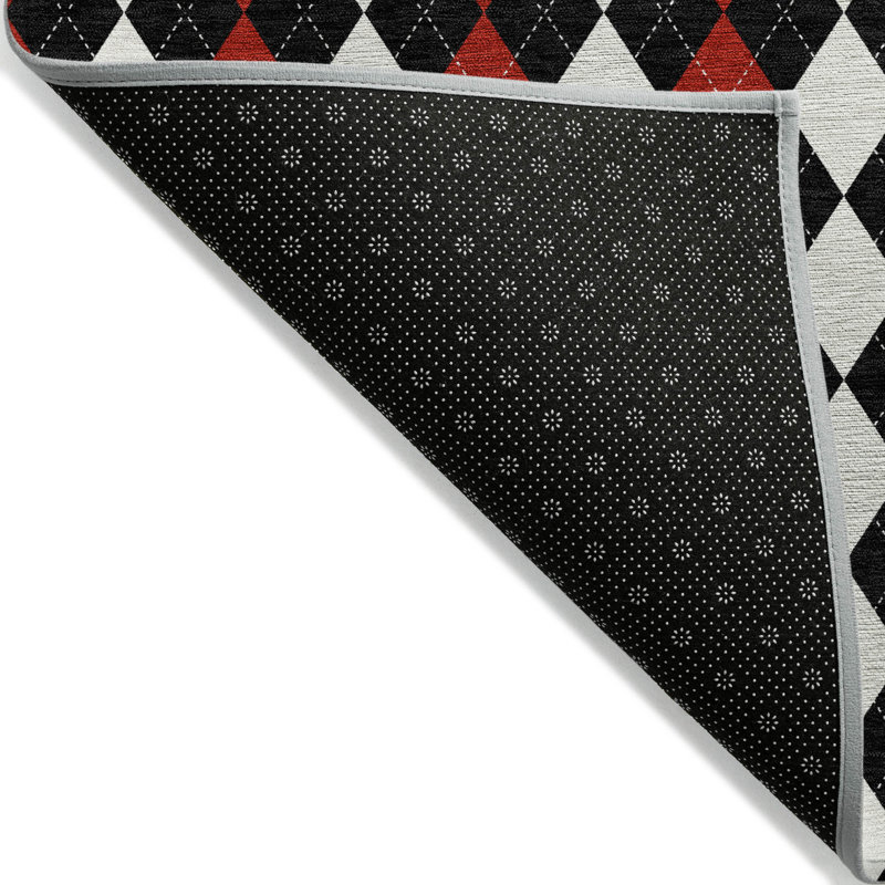Machine Washable Indoor/Outdoor Xhevrie Black Rug, Rectangle 10' x 14'