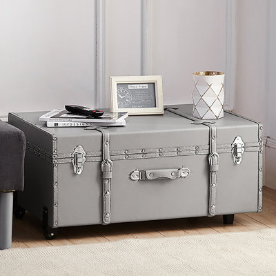 Texture Brand Designer Trunk with Wheels - Faux Leather