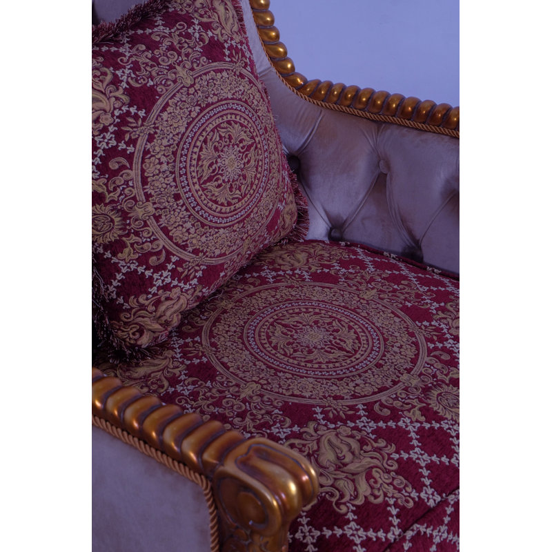 Modigliani Armchair, Red/Burgundy/Gold