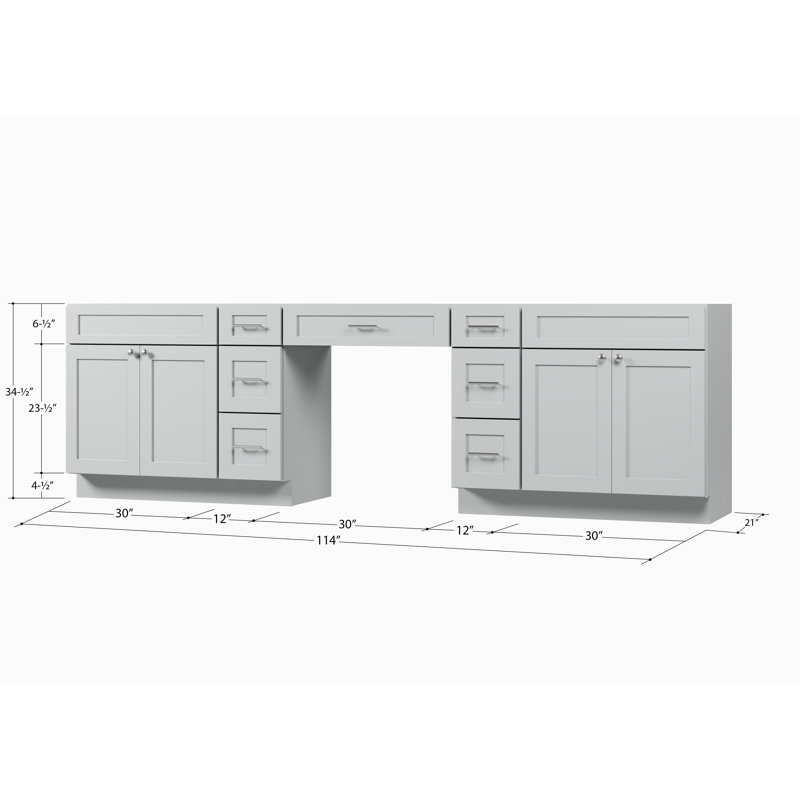 Base de meuble-lavabo double 114 seulement, Gris