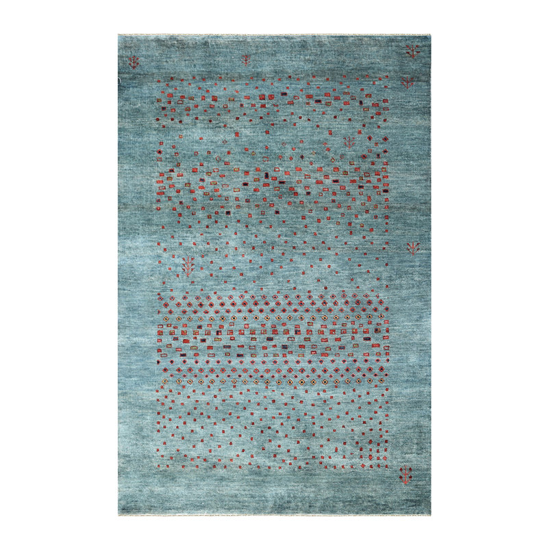 Tapis bleu de haute qualité noué à la main Waikiki, Rectangle 9 pi x 12 pi
