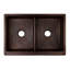 33" Hammered Copper Apron Front 50/50 Double Basin Kitchen Sink with Short 5" Divider