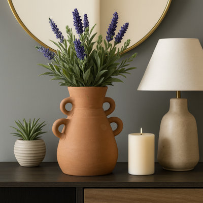 Kenshin Handcrafted 12" H Terracotta Table Vase