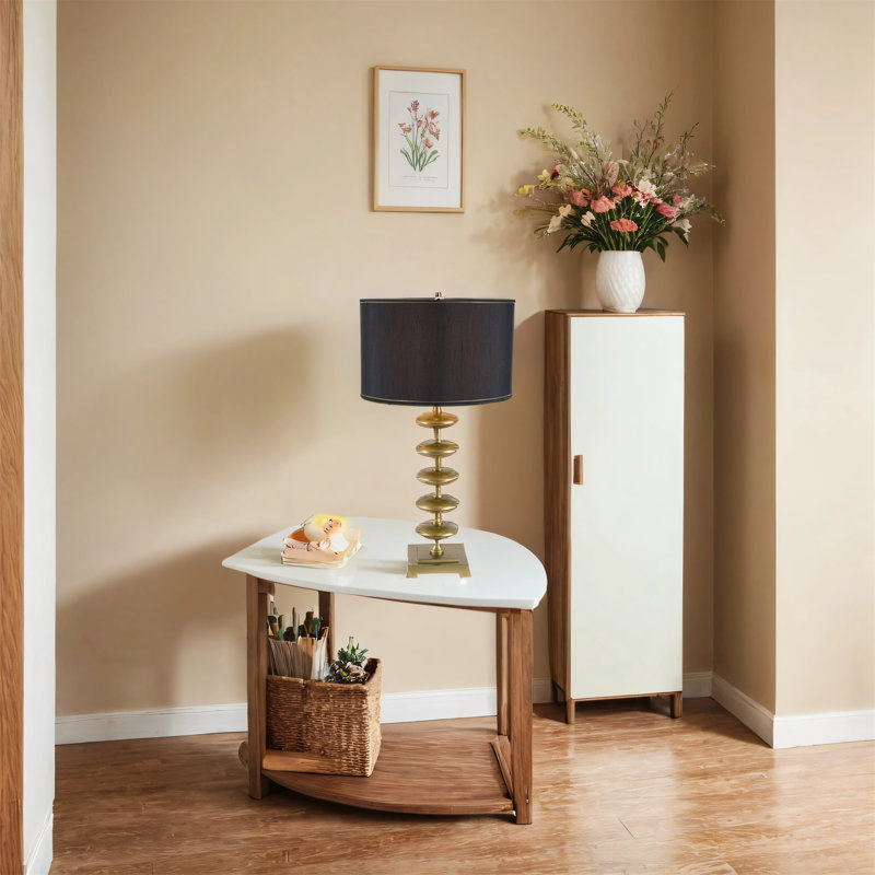 Featuring A Modern Disc-shaped Design, This Black Table Lamp