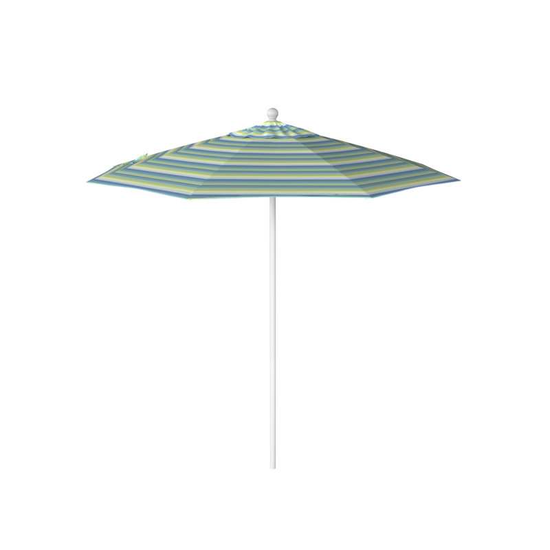 Parasol de marché 90 po Sunbrella, Sunbrella® bord de mer Séville rayé, Blanc mat