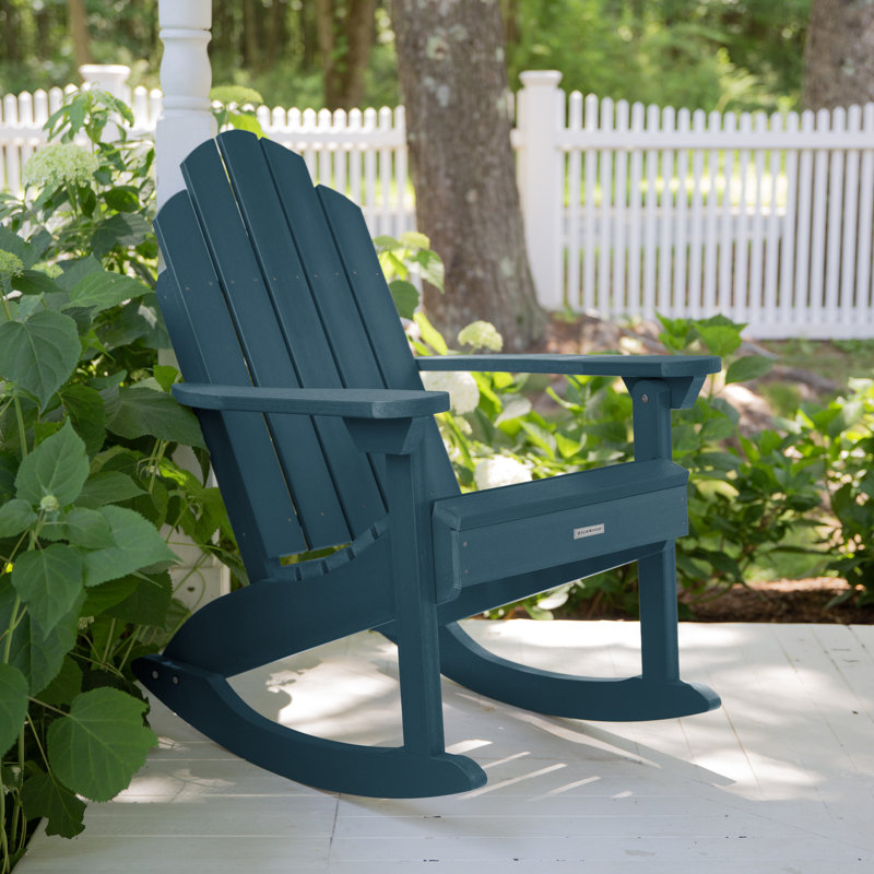 Chaise berçante d'extérieur en plastique Anette, Bleu Nantucket