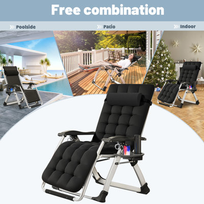 Folding Zero Gravity Chair with Cushions for Indoor & Outdoor