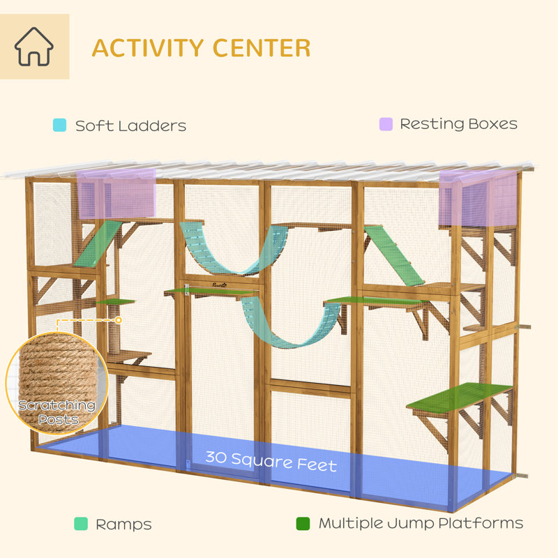 Boîte de fenêtre d'extérieur pour chat Catio Playpoint, Jaune