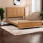 Lit avec banquette de rangement, lit traîneau Queen en bois massif, style ferme