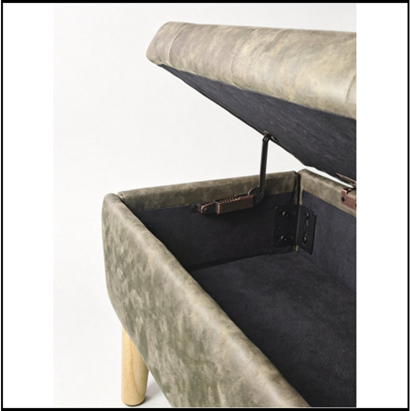 Banc rembourré avec siège capitonné et pieds robustes, Vert