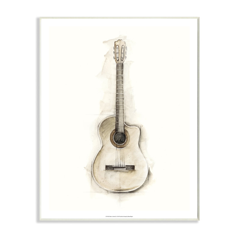 «Acoustique guitare», impression, Plaque murale, H 10 po x l 15 po x P 0,5 po