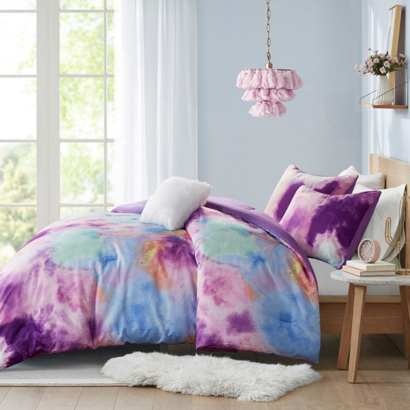 Ensemble d'édredon simple / simple TG, Édredon pour lit simple et 2 pièces supplémenta, Mauve