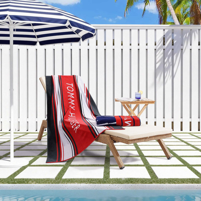 Serviette de plage Tommy Hilfiger, Hampton Stripe Red