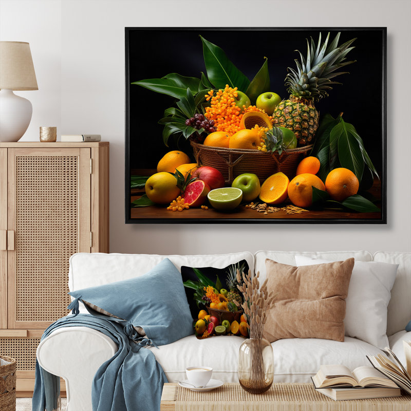 Caraïbes, fruits I - impression, H 34 po x l 44 po x P 1,5 po, Cadre flottant noir