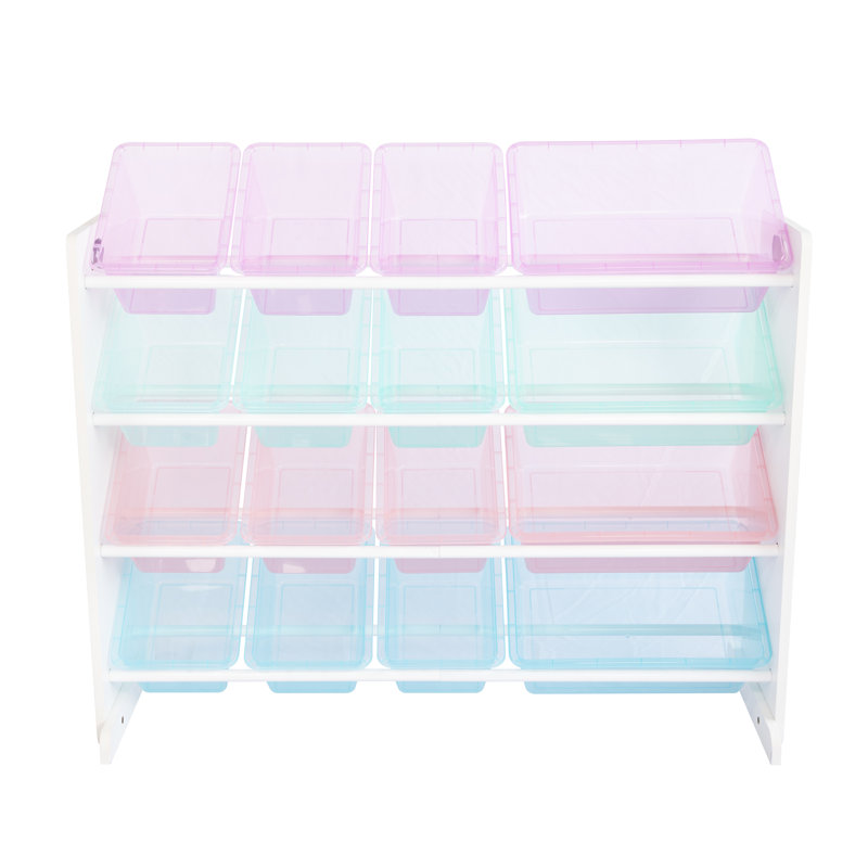 Organisateur de jouets Aaban, White Wood/Transparent