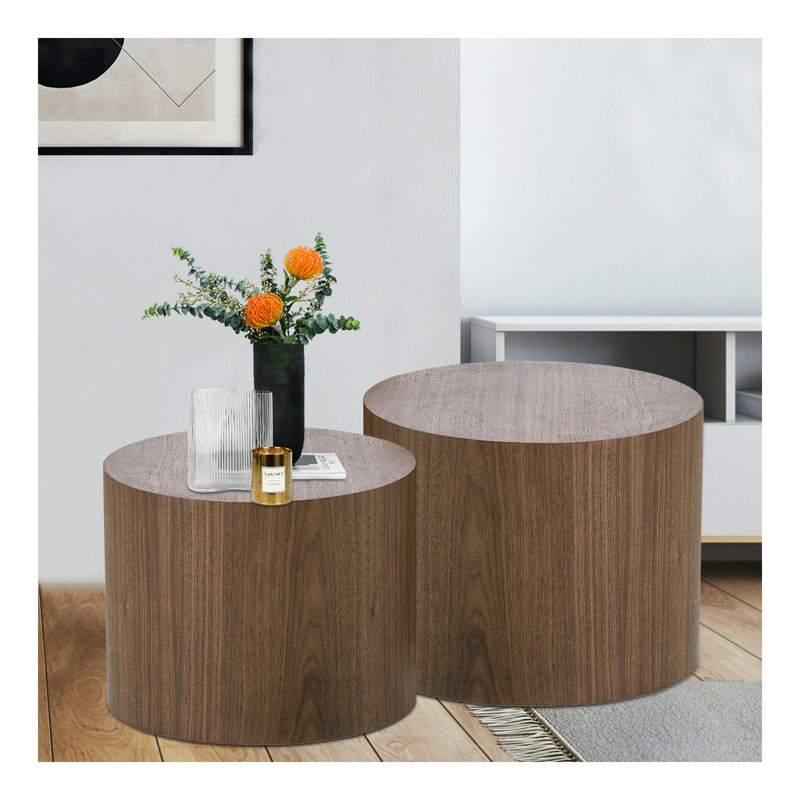 Panneau de fibres à densité moyenne avec placage en frêne / chêne / placage de noyer / table basse / table de bout / repose-pieds (noyer)