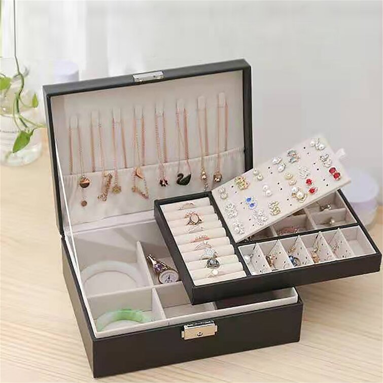 Large Capacity Double-layer Jewelry Box With Drawer - Perfect For