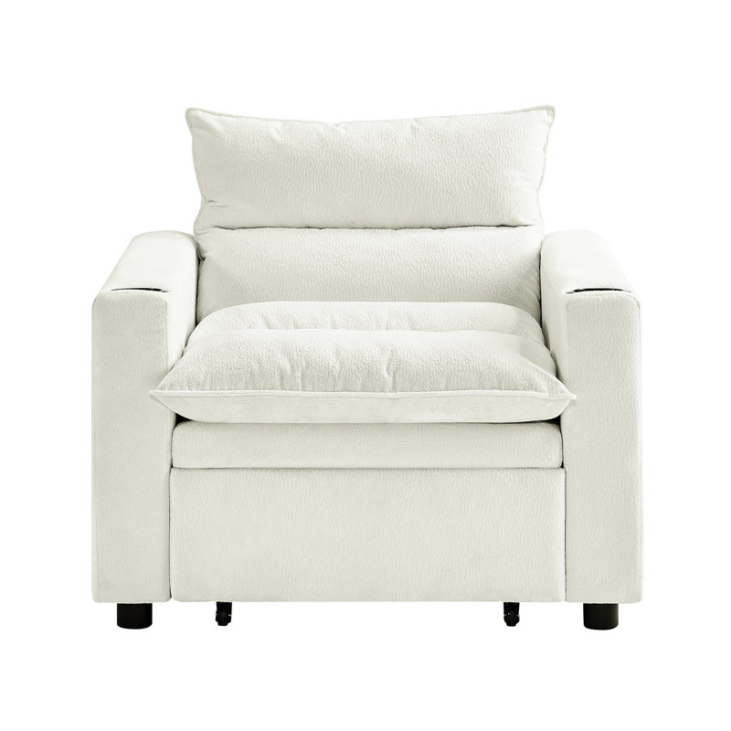 Canapé-lit 31 places convertible beige avec velours pour petit salon, lit ajustable à structure solide et moderne, Beige