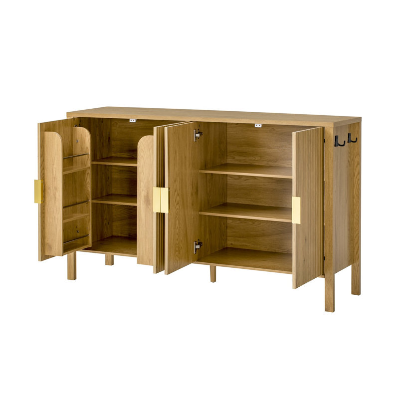 Armoire de rangement 57,5 po Modern Stripe, Naturel