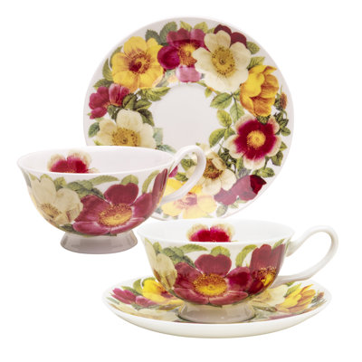 Tasse à thé et soucoupe en porcelaine épicée Poppy Bone