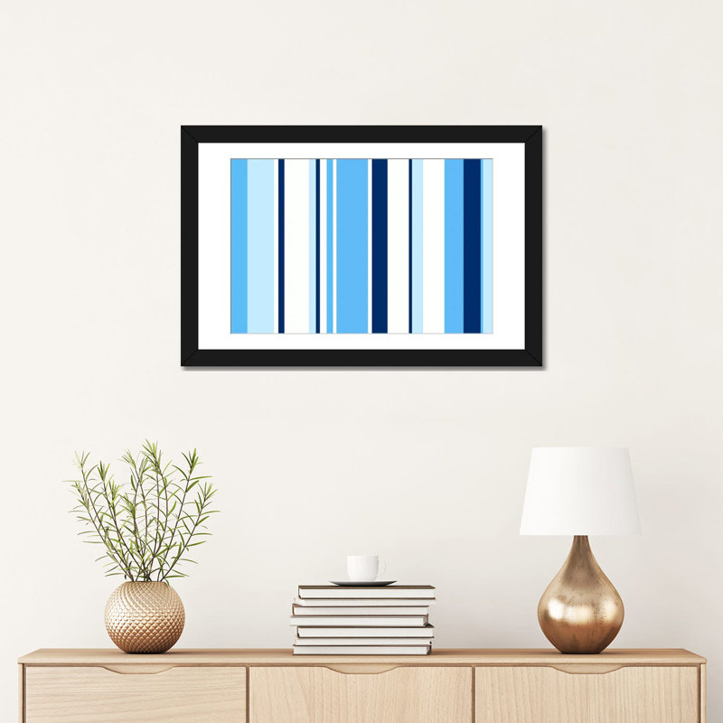 Art sur toile rayée, H 16 po x l 24 po x P 1 po, Papier beaux-arts encadré noir