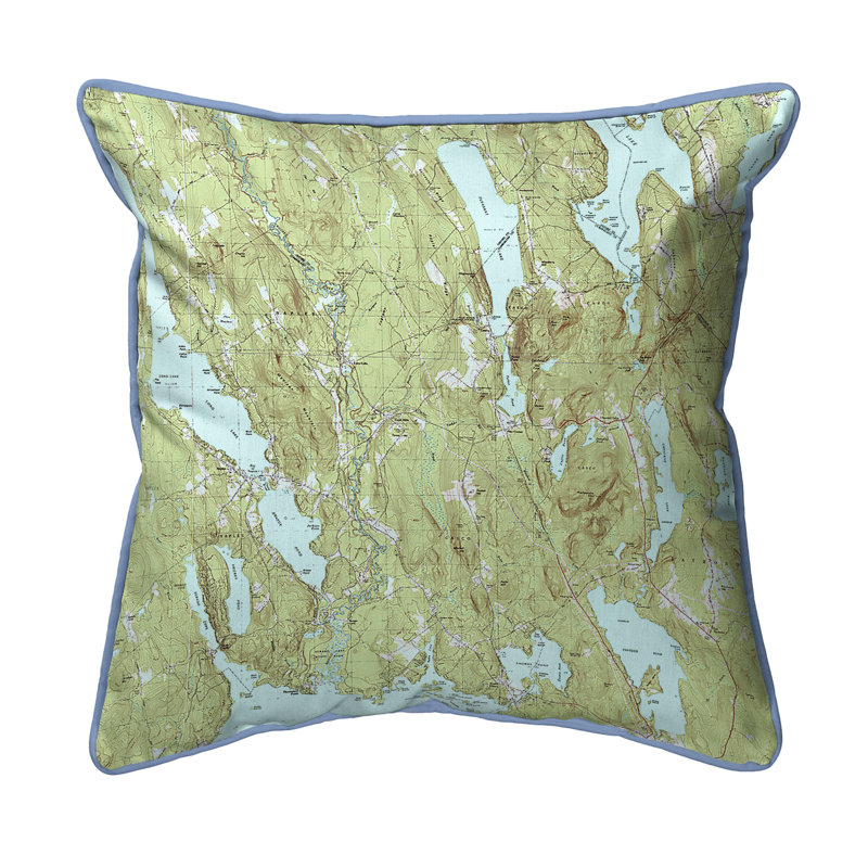 Nautical Map Outdoor Reversible Throw Pillow, 12" x 12"