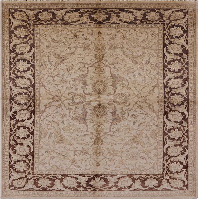 Tapis oriental beige / brun Oddi, Carré 5 pi