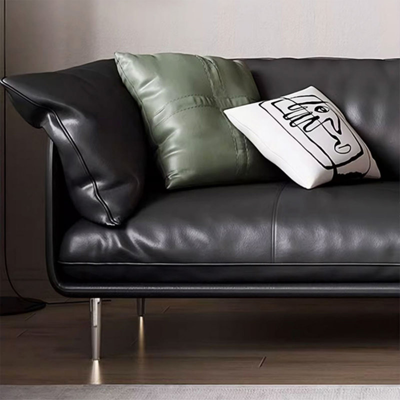 Causeuse-coussin standard en cuir véritable noir, Brown