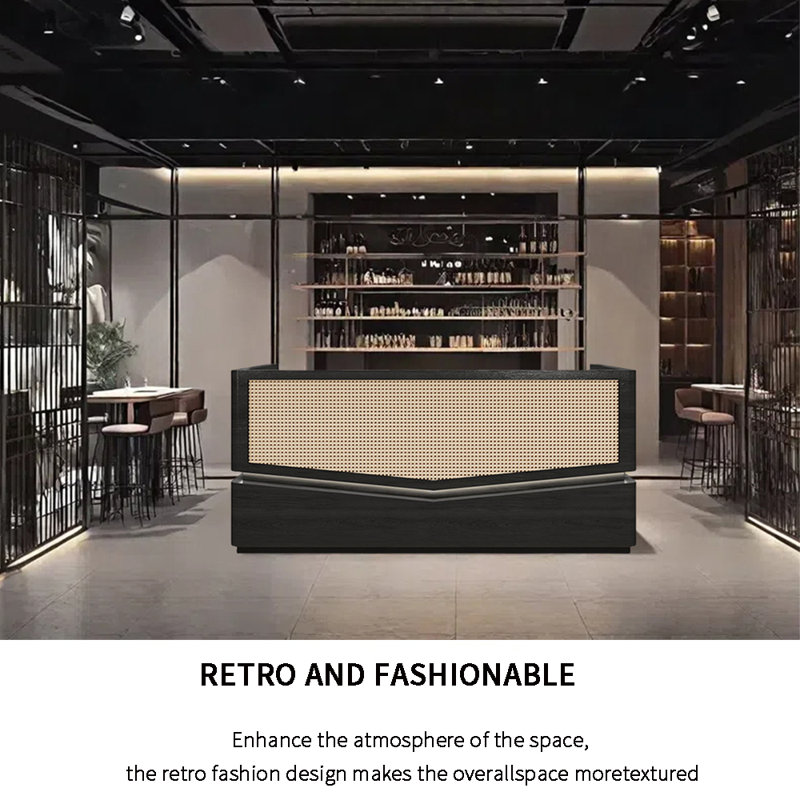Retro Huron Bar Counter with Storage and Serving Function, Black