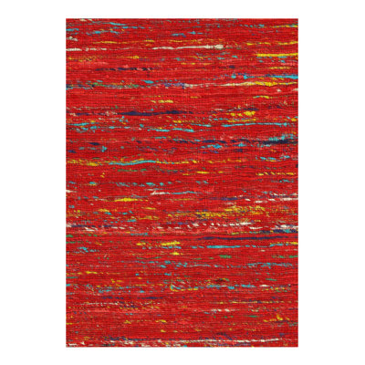 Tapis rouge moderne en soie tissée à plat 3 pi x 5 pi