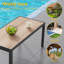 Table basse de patio rectangulaire, plateau imitation bois de style industriel moderne