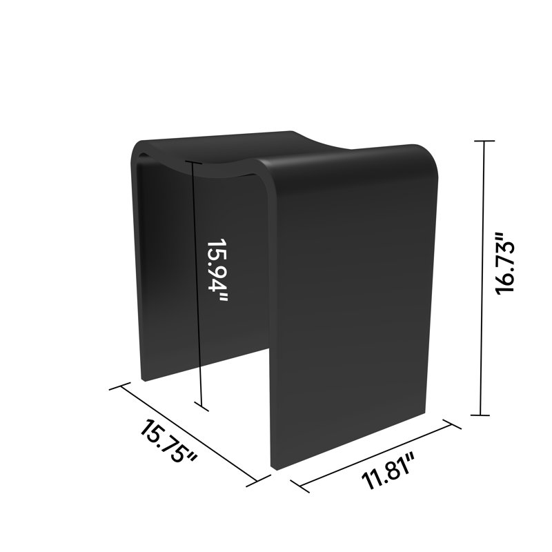 15.7'' Solid Surface Shower Bench Stool, Matte Black