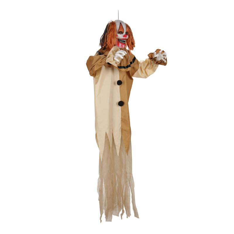 Clown animé d'Halloween de 1,83 m (6 pieds), suspendu ou debout, avec corps mobile, de la ferme Haunted Hill.