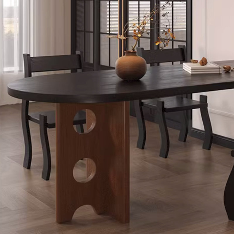 Retro-style creative dining table design, 29.52”H x 55.11”L x 27.55”W