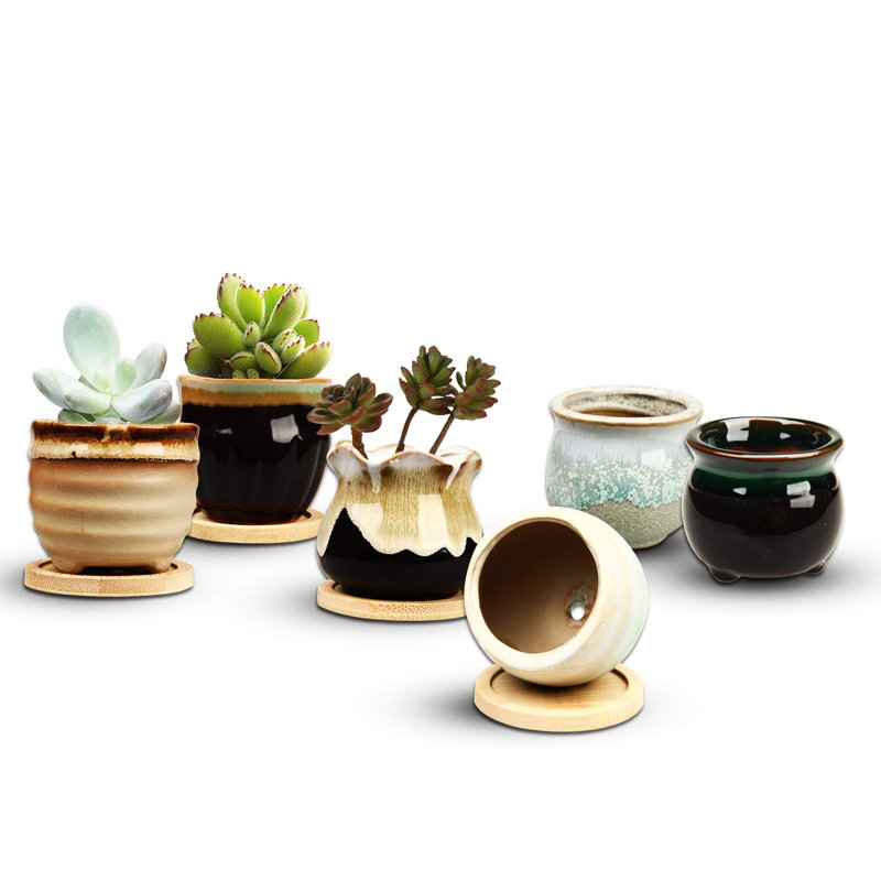 Pot à plante grasse de 2,1 pouces avec drainage, pots à fleurs / à fleurs, petit pot à fleurs pour mini plante en céramique