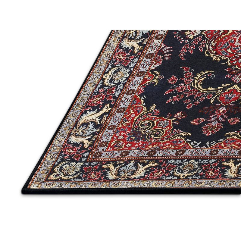 Tapis noir/brun traditionnel Qureshi, Rectangle 3 pi x 5 pi