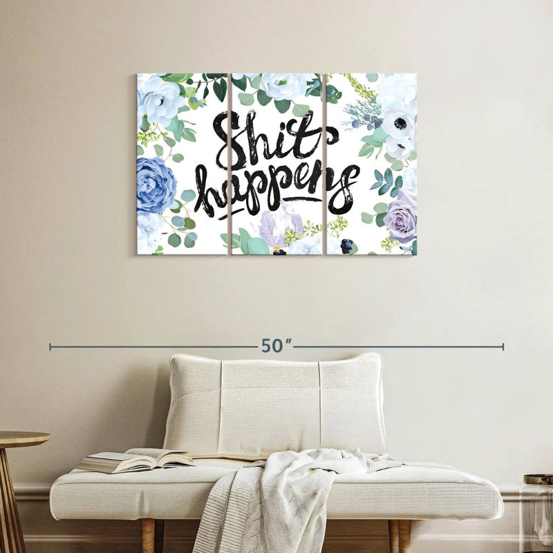Floral, merde, typographie, H 24 po x l 38 po