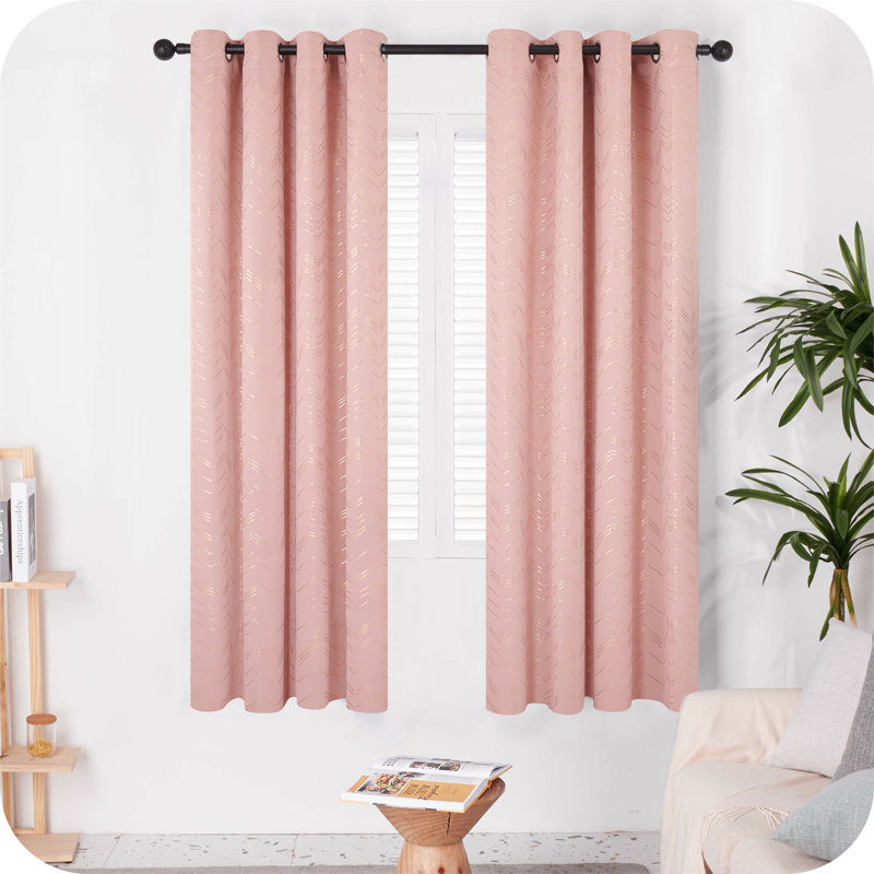 Abrahamsen Blackout Curtain Pair, 46cm Width x 229cm Drop, Coral Pink