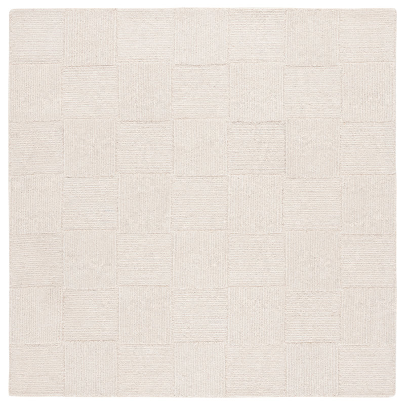 Senya Hand Tufted Wool/Cotton Geometric Rug in Ivory, Square 6'