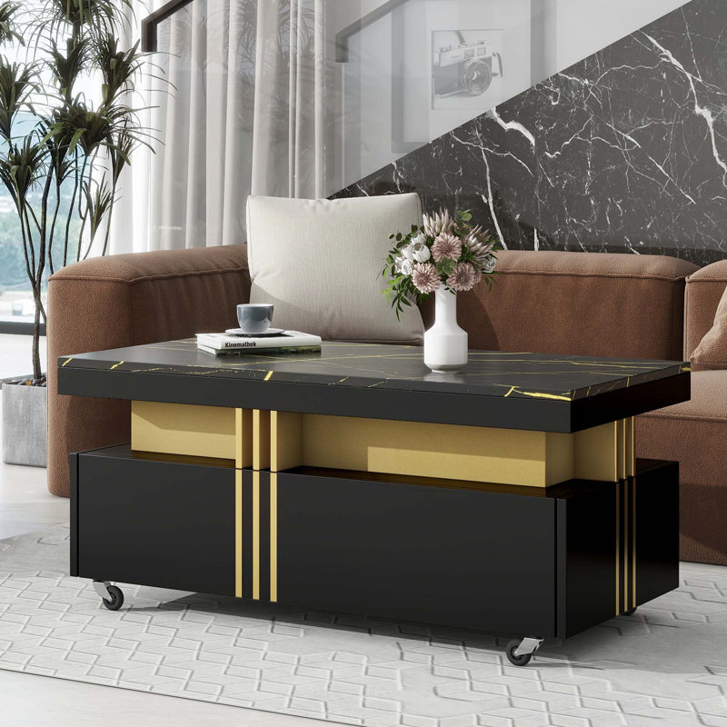 Table basse contemporaine avec roulettes, Noir