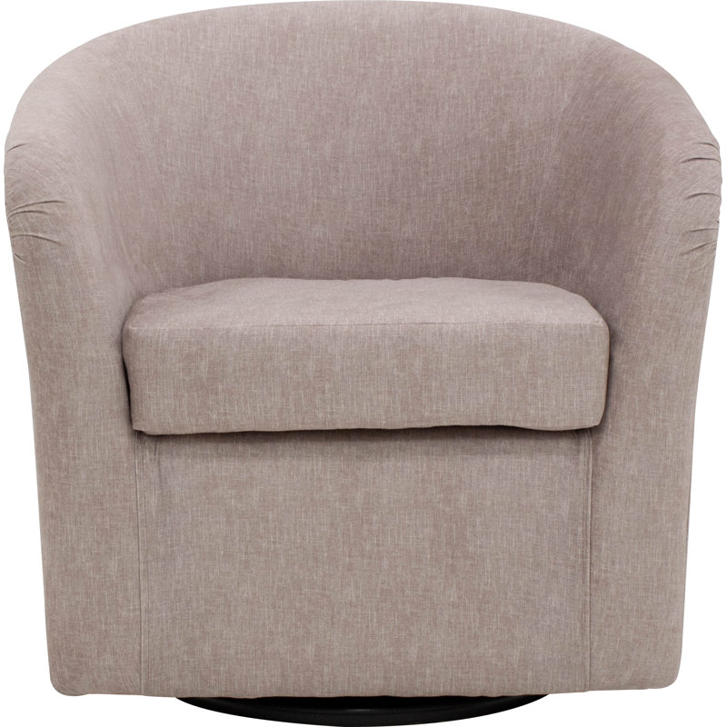 Upholstered Swivel Barrel Chair, Aston Rose Polyester Blend