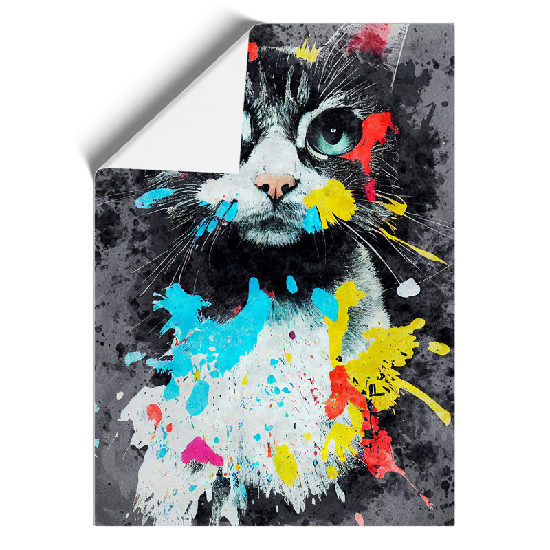 Catt Paint Splash No.4 - Wall Art, 42cm H x 29.7cm W, Paper, No Matte