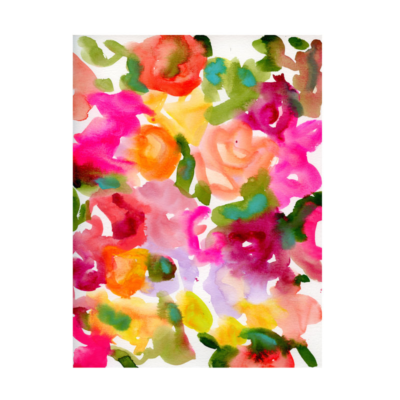 Art mural sur toile tendue - "Watercolor Flowers 1" de Suzanne Allard pour décoration de salon, de chambre à coucher ou de bureau - 18 x 24