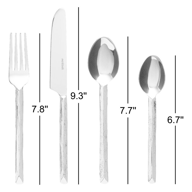 over&back Hand-Forged 18/8 Flatware Set - Service for 4, Stainless Steel