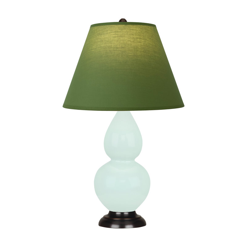 Petite lampe d'appoint à double gourde, Bronze patiné foncé, Menthe glacée, Thé vert / taupe