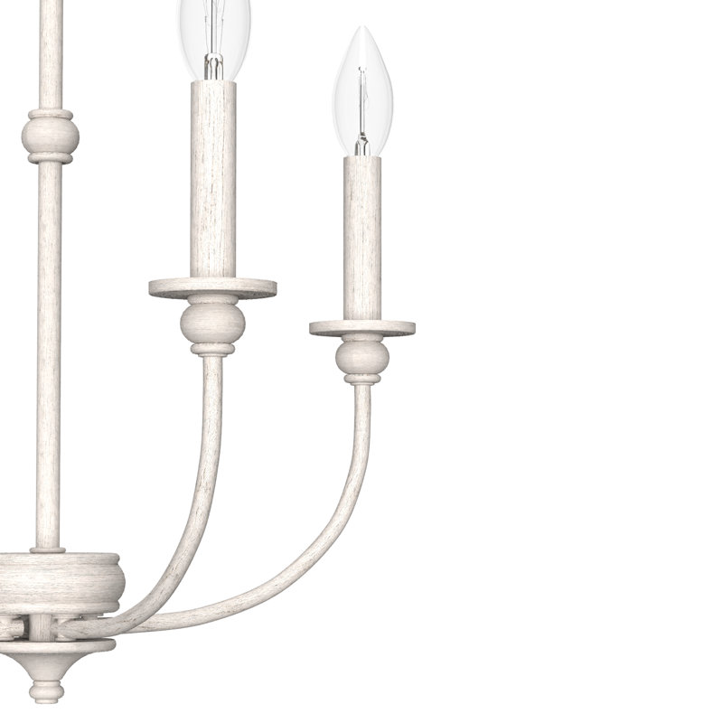 Hunter Southcrest 4 Light Chandelier Ceiling Light Fixture, Distressed White, 23.25" H x 18" W x 18" D