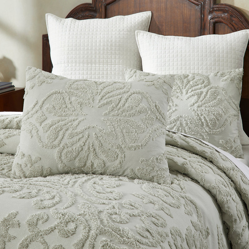  Taie décorative touffetée en chenille Rylee, Sauge
