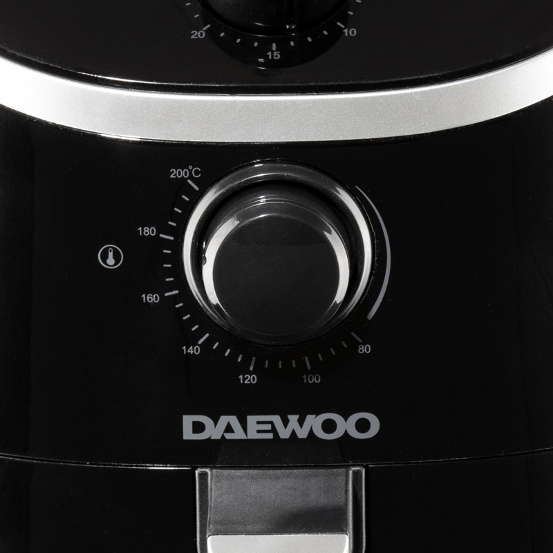 Daewoo Compact Air Fryer 2 Litre Mini Space Saving Energy Efficient Oil Free, 2L Single Pot Air Fryer - Blk