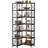 79.53" Tall 7-Tier Large Corner Bookshelf, Wood & Metal Tall Storage Bookcase For Living Room Home Office-627925132
